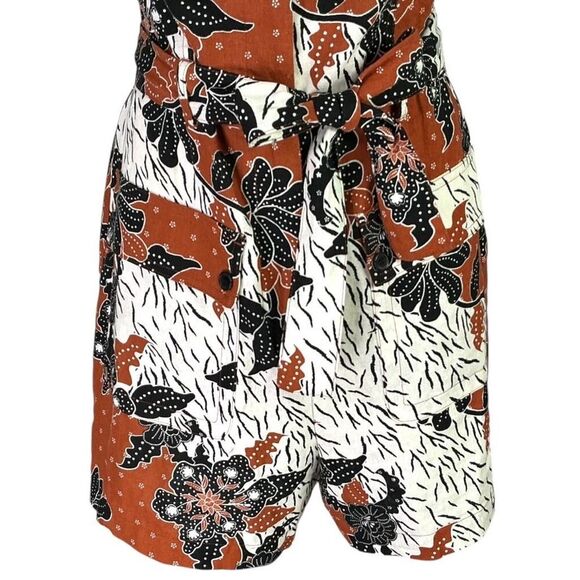 House of Harlow 1960 Romper Shorts Women 10 Brown Floral Pockets Sleeveless Boho - Picture 3 of 9